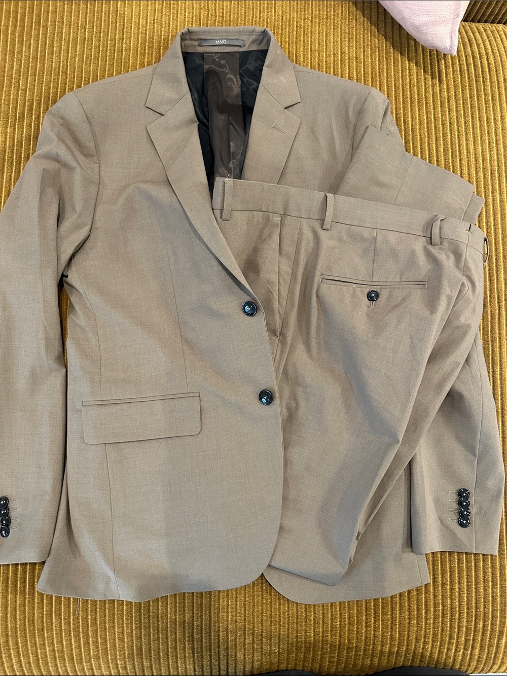 Mango Men's Light Brown Two-Piece Suit Blazer & Trousers